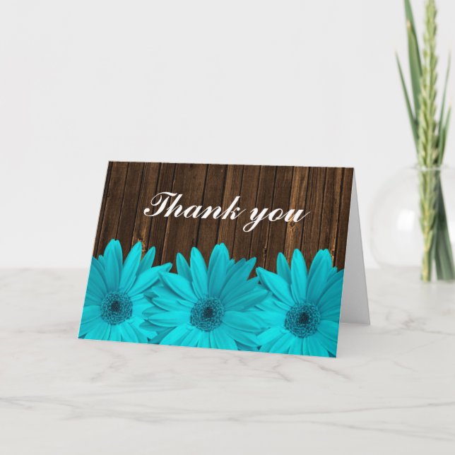 Teal Daisy Barn Wood Thank You (Front)