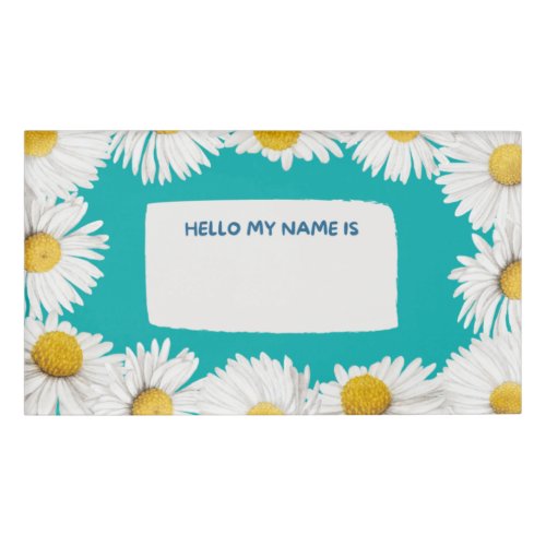 Teal Daisy Name Tag