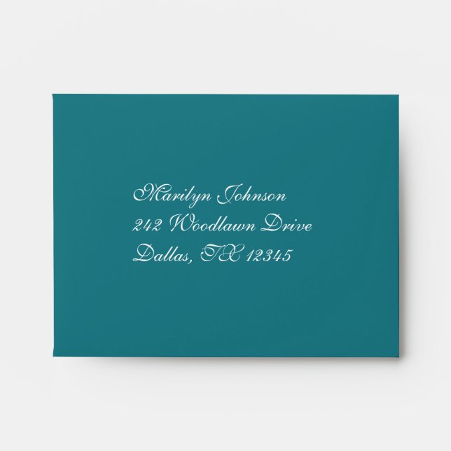 Teal Damask A2 Envelope for Reply Card (Front)