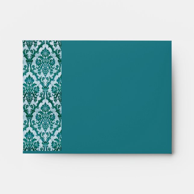 Teal Damask A2 Envelope for Reply Card & Note Card (Front)