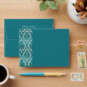 Teal Damask A2 Envelope for Reply Card & Note Card (Desk)