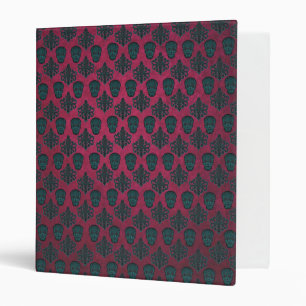 Teal Damask And Skulls On Textured Hot Pink Binder