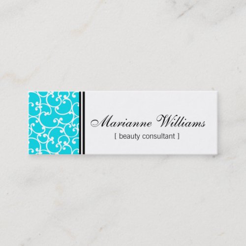 Teal Damask Beauty Micro Mini Business Cards