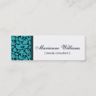 Teal Damask Beauty Micro Mini Business Cards