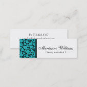 Teal Damask Beauty Micro Mini Business Cards (Front/Back)