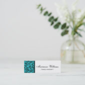 Teal Damask Beauty Micro Mini Business Cards (Standing Front)