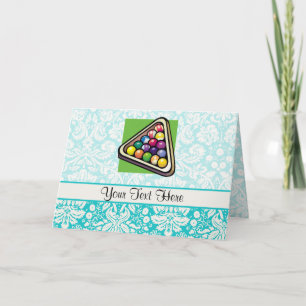 Teal Damask Billiards Card