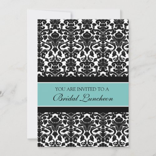 Teal Damask Bridal Luncheon Invitation Cards