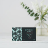 Teal Damask Business card (Standing Front)