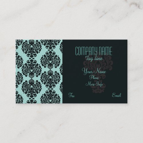 Teal Damask Business card