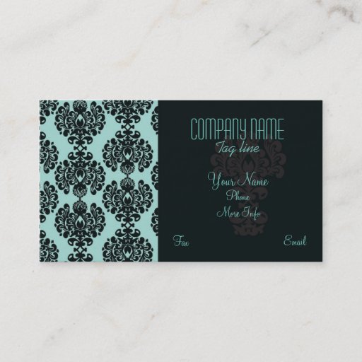 Customizable Teal Damask Business card