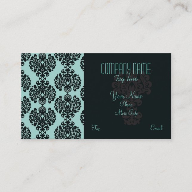 Teal Damask Business card (Front)