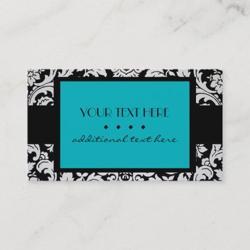 Teal Damask Business Card
