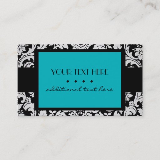 Customizable Teal Damask Business Card