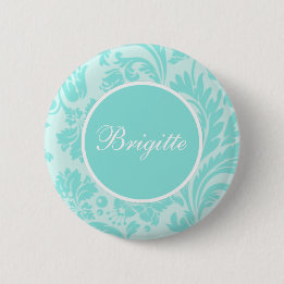 Teal damask button