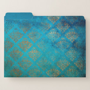 Teal & Damask Copper Patina File Folders