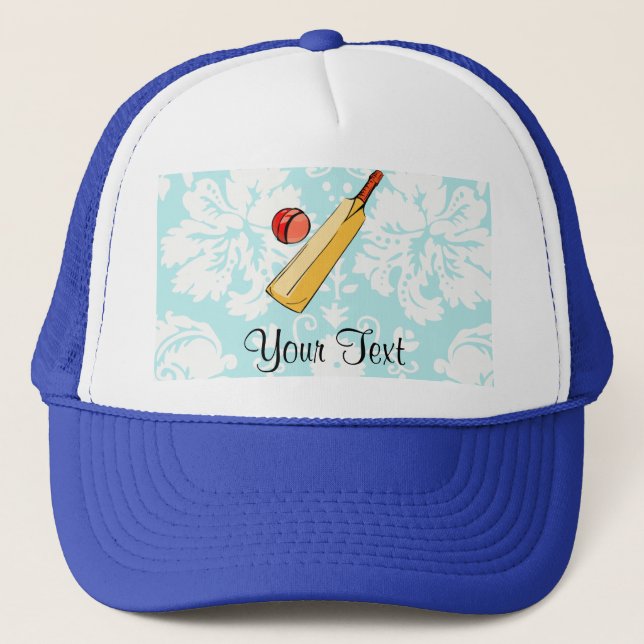 Teal Damask Cricket Trucker Hat (Front)