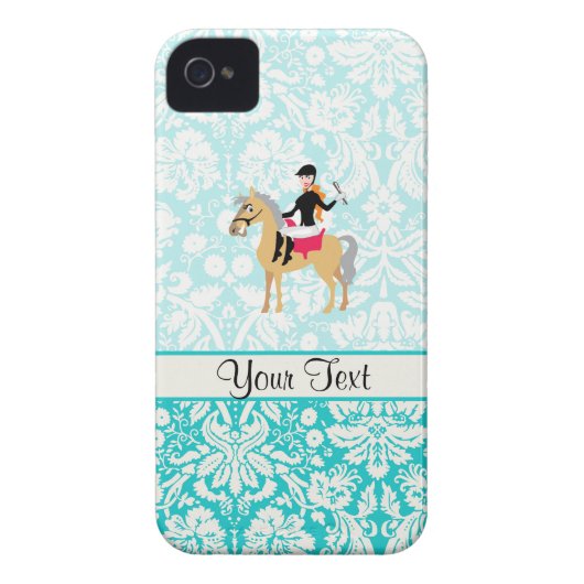 Teal Damask Equestrian Case-Mate iPhone Case (Back)