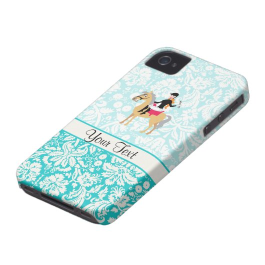 Teal Damask Equestrian Case-Mate iPhone Case (Bottom)