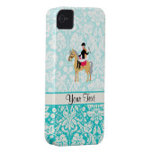 Teal Damask Equestrian Case-Mate iPhone Case (Back/Right)