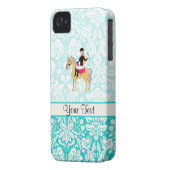 Teal Damask Equestrian Case-Mate iPhone Case (Back Left)