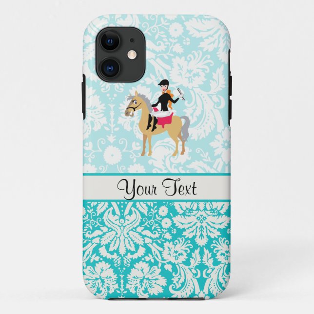 Teal Damask Equestrian Case-Mate iPhone Case (Back)