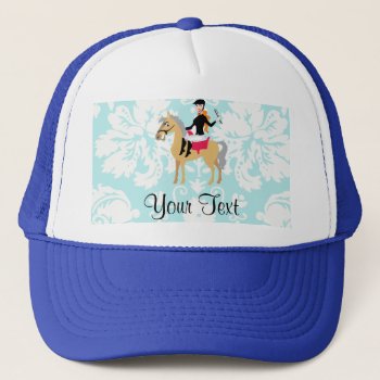 Teal Damask Equestrian Trucker Hat by SportsWare at Zazzle