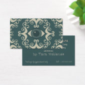 Teal Damask Eyeball Psychic Reader Cards (Desk)