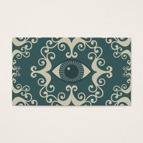 Teal Damask Eyeball Psychic Reader Cards Business Cards