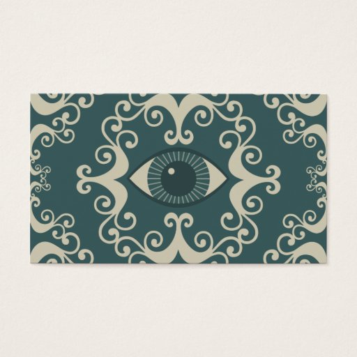 Customizable Teal Damask Eyeball Psychic Reader Cards Business Cards
