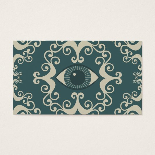 Teal Damask Eyeball Psychic Reader Cards (Front)