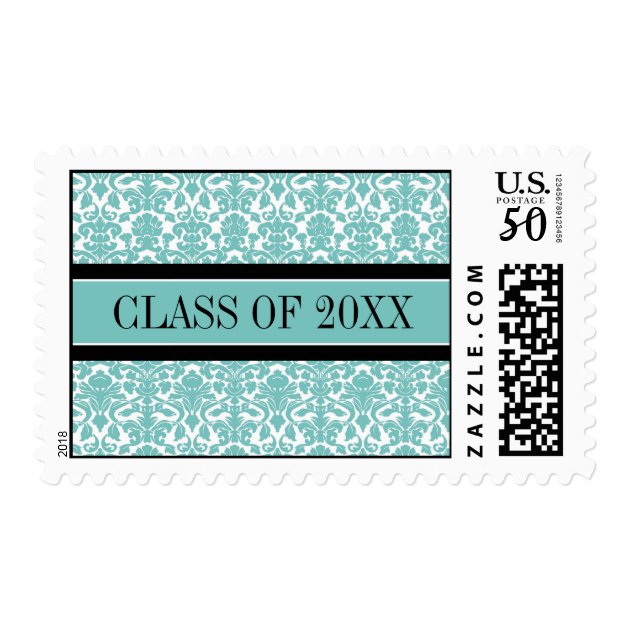 Teal Damask Graduation Custom Year Stamps