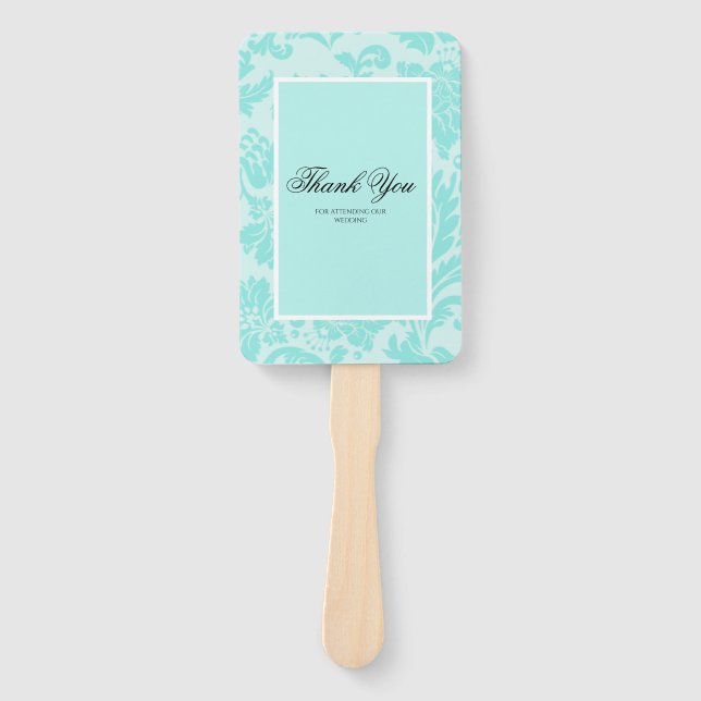 Teal damask hand fan (Front)
