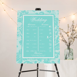 Teal damask itinerary foam board