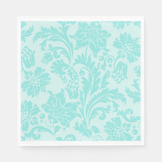 Teal damask paper napkins (Front)