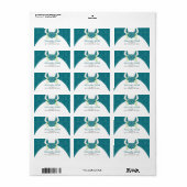 Teal Damask Pattern Bridal Shower Label (Full Sheet)