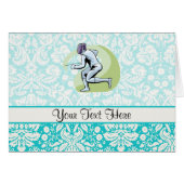 Teal Damask Pattern Fencing (Front Horizontal)