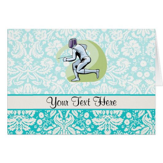 Teal Damask Pattern Fencing (Front Horizontal)
