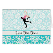 Teal Damask Pattern Ice Skating (Front Horizontal)