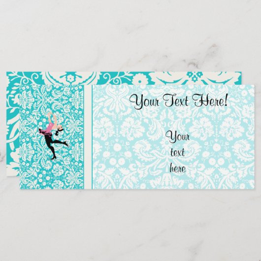 Teal Damask Pattern Ice Skating (Front/Back)