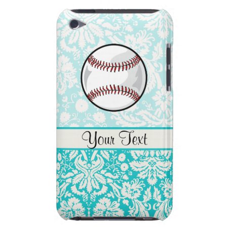 Teal Damask Pattern Softball Ipod Touch Case-mate Case