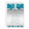 Teal Damask Pearl Bow Quinceanera Invite