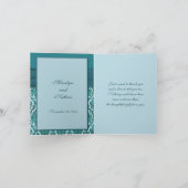 Teal Damask Thank You Note Card (Inside)