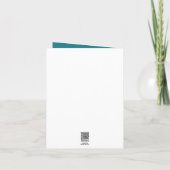 Teal Damask Thank You Note Card (Back)