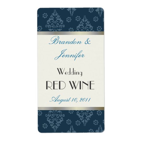 Teal Damask Wedding Mini Wine Labels