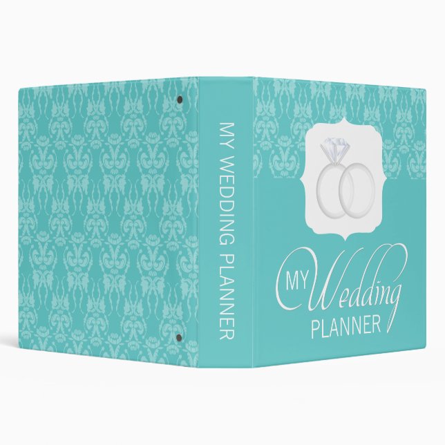 Teal Damask Wedding Planner Binder (Background)
