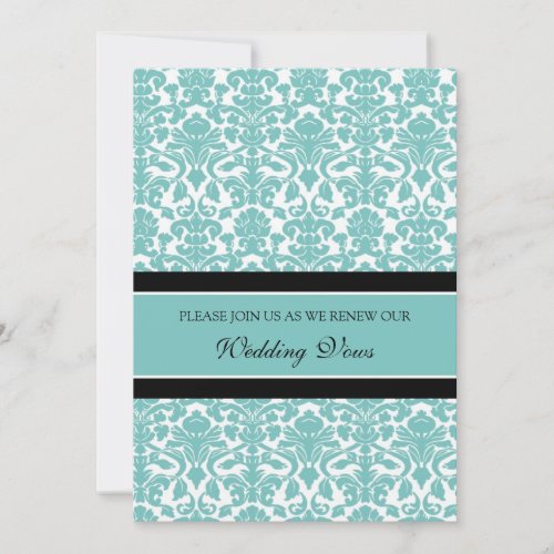 Teal Damask Wedding Vow Renewal Invitations