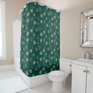 Teal Dandelion Pattern Shower Curtain
