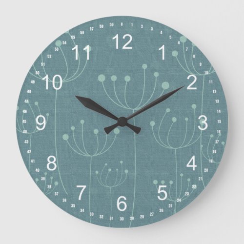 Teal Dandelions Large Clock