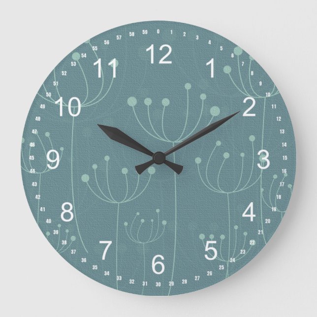 Teal Dandelions Large Clock (Front)